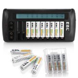 EBL 12 Slot 999 Quick Charger with 8 Count AA and 8 Count AAA Ni-MH Rechargeable Batteries