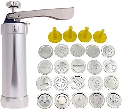 2019 Cookie Press Stainless Steel Biscuit Press Cookie Gun Set with 20 Discs and 4 Icing Tips