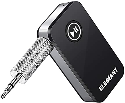 ELEGIANT Bluetooth Receiver, Car Kits Bluetooth 5.0 Wireless Receiver Portable Bluetooth Audio Adapter Hans-free Calling 3.5mm Aux Stereo Output for Car Home Audio Music Streaming Sound System