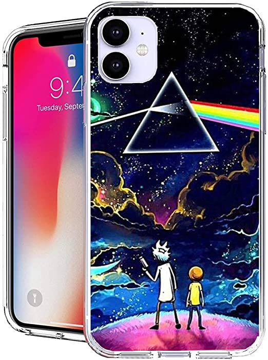 NiceFuse Transparent Soft TPU Protective Cover Case Pure Clear Case Compatible for iPhone 11 (6.1) Morty to The Dark Side of The Moon with Rick