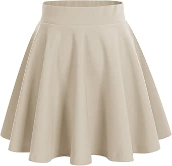 DRESSTELLS Women's Mini Pleated Skater Skirt Versatile Stretch Waist Plain Flared Casual Basic Skirt