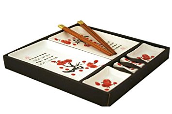 Contemporary Dinnerware 8 PCS Sushi Dinner Set For Two In Gift Box