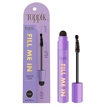 Toppik Fill Me In Hairline Filler, Hair Color Root Touchup, Hair Fibers Wand, Fills In Thinning Hairline, Hair Styling Product, 0.176 oz (5 g), Black
