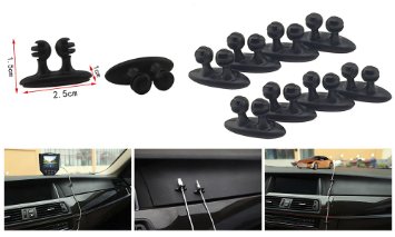 Cable Wire Clips Cord Organizer for Car  Home  Office Mini-Facotry Set of 8 Pcs Black