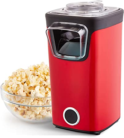 DASH Turbo POP Popcorn Maker with Measuring Cup to Portion Popping Corn Kernels   Melt Butter, 8 Cup Popcorn Machine - Red