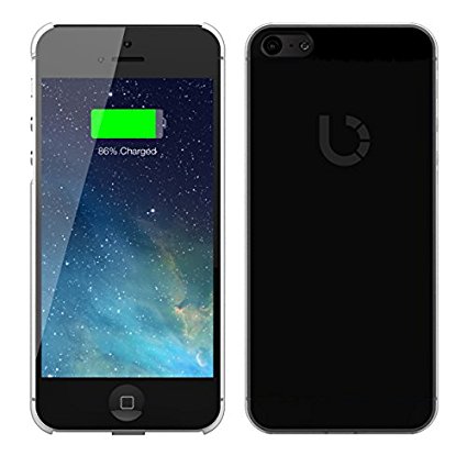 BEZALEL Qi Wireless Charging Receiver Phone Case Back Cover for iPhone 5 5S SE with 1 Amp Output | Black | Flexiable Lightning Connector | Slim | Compatible with Qi Wireless Charger Dock Charging Pad
