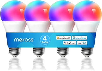 Smart Light Bulb, Smart WiFi LED Bulbs Compatible with Apple HomeKit Siri, Alexa, Google Assistant and SmartThings, Dimmable E27 Multicolor 2700K-6500K RGBCW, 810 Lumens 60W Equivalent, 4 Pack