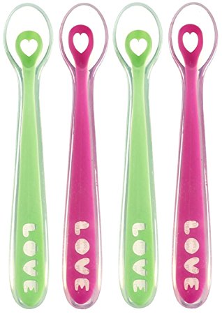 Munchkin 2 Pack Silicone Spoons (Pack of 2 - Total 4), Pink/Green …