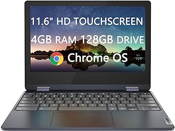 Lenovo Flex 3 Chromebook 11.6'' HD Touch-Screen Laptop, MediaTek MT8183, Up to 2.0GHz, 8-core, 4GB RAM, 128GB(64GB SSD 64GB Card), Wi-Fi, Light-Weight, Webcam, USB-C, Chrome OS, Blue (82KM0003US)