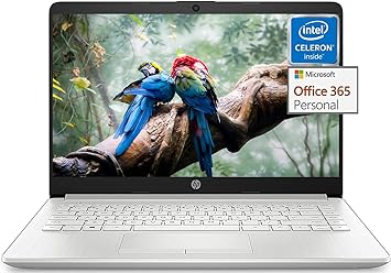 HP Stream 14 Inch Laptop 2023, Ultra Thin and Light Laptop for College Students, Intel Celeron N4120, 16GB RAM, 320B Storage (64GB eMMC 256GB MSD, no SD Port), 1-Year Office 365, Silver, Win 11 S