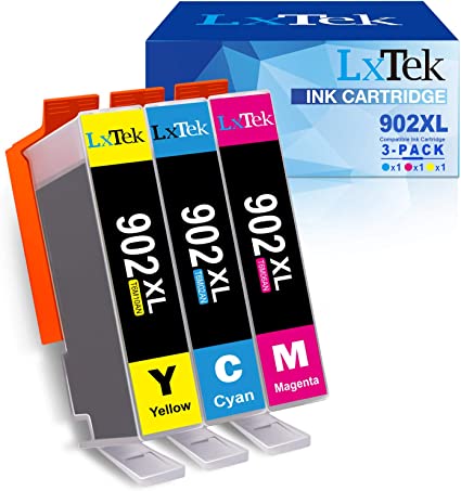 LxTek Compatible Ink Cartridge Replacement for HP 902XL 902 902 XL to Work with Officejet 6968 6978 6958 6962 6954 Printers (Cyan, Magenta, Yellow, 3 Pack)