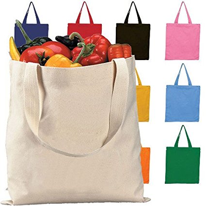 (12 Pack) 1 Dozen - Promotional High Quality Canvas Tote Bags by ToteBagFactory