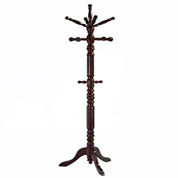 Frenchi Home Furnishing Frenchi Home Furnihing Traditional Spining Top Wooden Coat Rack, Cherry