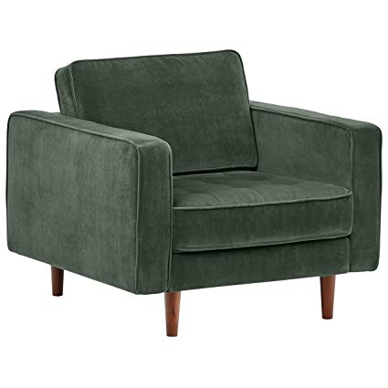 Rivet Aiden Tufted Mid-Century Velvet Chair, 35.4"W, Hunter Green