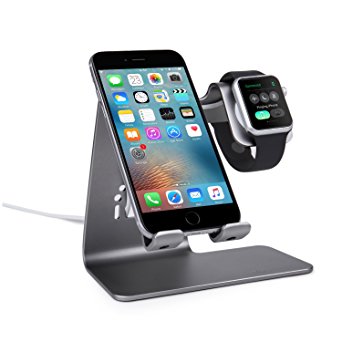 Bestand 2 in 1 Phone Desktop Tablet Stand & Apple Watch Charging Stand Holder for Apple iWatch/ iPhone/ ipad (Space Grey)
