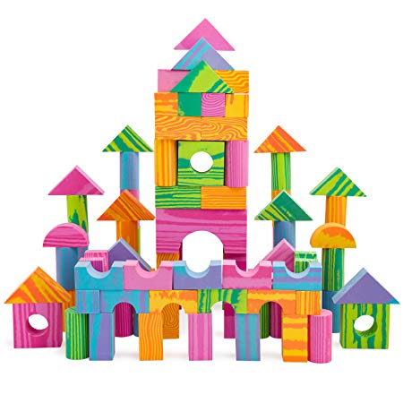 Morvat Foam Block Set- 140 Piece Soft Multi-Colored Building Blocks, with Floating Base, Tote & Mesh Bags - Educational Stacking Blocks - Non-Toxic & BPA Free - Great Bath Toys for Babies and Toddlers