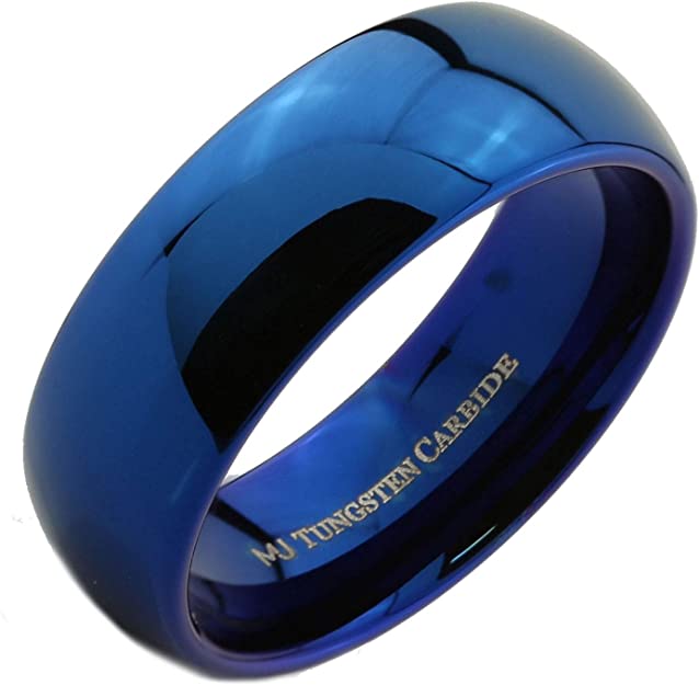 MJ Metals Jewelry 3, 5, 6 or 8mm Blue Plated Inside and Outside Tungsten Carbide Wedding Band Ring