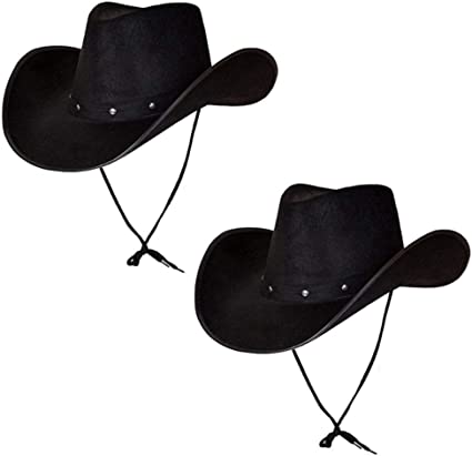 Wicked Costumes Adult Texan Cowboy Hat Black 2 Pack Fancy Dress Party Accessory Wild Western Sheriff Country Western Rancher