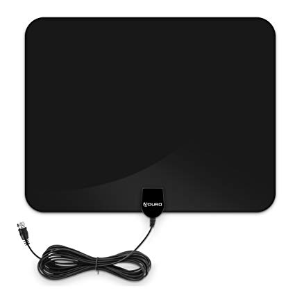 Aduro® Ultra Thin Indoor TV Antenna 1080 HDTV 35 Miles Range Multi-Directional and Reversible Includes Coaxial Cable