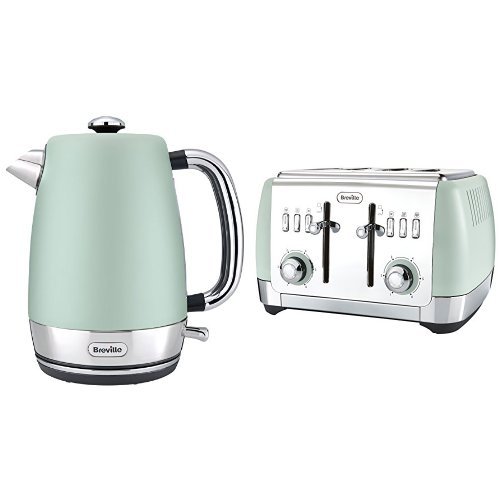 Breville Strata Kettle, 1.7 L, Green and 4 Slice Toaster, Green Bundle