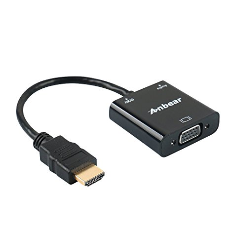 HDMI to VGA,Anbear Gold-Plated 1080P (Male to Female) Video Converter with Micro USB and 3.5mm Audio Port
