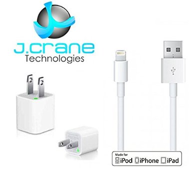 Apple Lightning Cable 6ft and Wall Outlet Adapter COMBO - iPhone 5 iPhone 6 iPad 2 iPad Air All Apple Devices Bundle Package