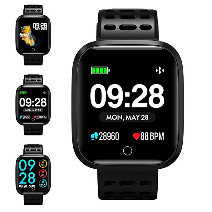 Fitness Tracker Watch, KUNGIX Activity Tracker Smart Watch Waterproof Smartwatch Color Screen with Heart Rate Monitor Bracelet Pedometer Step Counter and Sleep Monitor for iOS Android iPhone (Black)