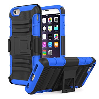 MoKo Case for iPhone 6 / 6S - [Heavy Duty] Full Body Rugged Holster Cover with Swivel Belt Clip - Dual Layer Shock Resistant Apple iPhone 6 / 6S (2014 / 2015) 4.7 Inch Phone Case , INDIGO