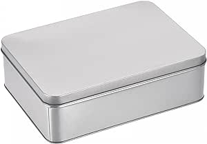 uxcell Metal Tin Box, 8.66" x 6.3" x 2.72" Rectangular Empty Tinplate Storage Containers with Lids, Silver Tone