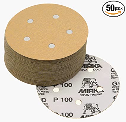 Mirka 23-614-220 Bulldog Gold 5-Inch 5-Hole 220 Grit Grip Vacuum Discs, 50-pack