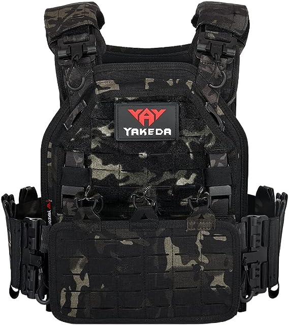 YAKEDA Tactical Vest for Men1000D Nylon Quick Release Laser-Cutting Modular Vest Multicam Lightweight Vest