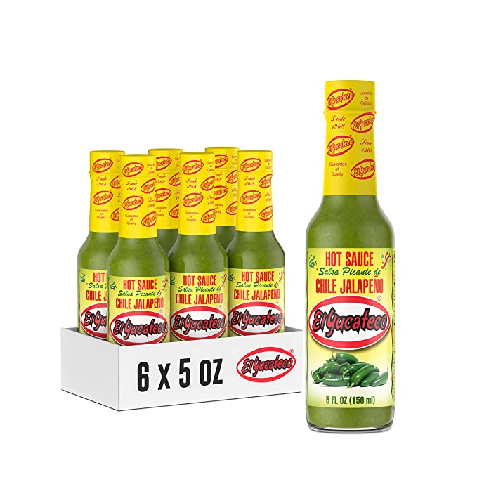 El Yucateco Jalapeno Hot Sauce, 5 oz., 6 Pack, 1,700 Average Scoville Units, Gluten Free, Sugar Free