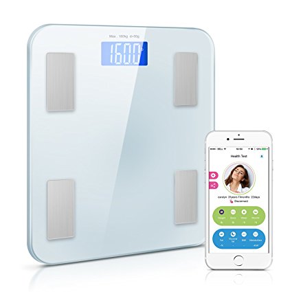 Adoric Premium Smart Scale Bathroom Scale, Weight/Body Fat/BMI/Fitness Body Composition Analysis, Tempered Glass Surface, Auto On/Off, Auto Zeroing
