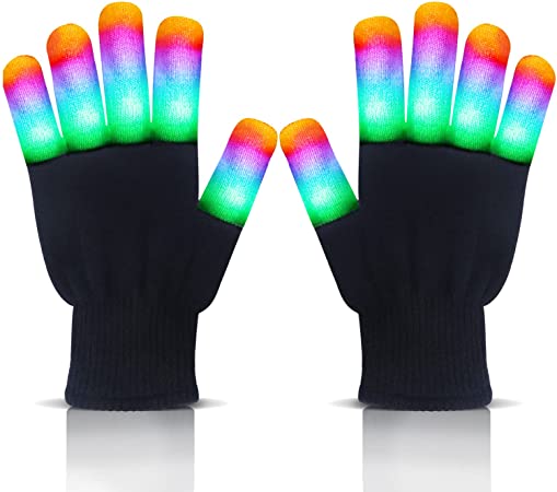 JUEYINGBAILI Led Gloves Light Up Gloves For Kids - Led Flashing Gloves - Finger Gloves For Halloween Novelty Party Supplies Toys