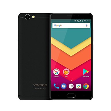 Vernee Thor Plus Fingerprint 6200mAh 4G Smartphone MTK6753 5.5" 1280 720p Android 7.0 3GB RAM 32GB ROM 8MP 13MP Cellphone DHL Shipping time 5-10 days (Black)