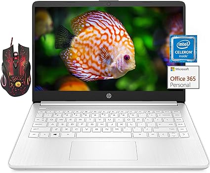 HP Newest 14" Ultral Light Laptop, for Students and Business, Intel Quad-Core Processor, 8GB RAM, 128GB Storage (64GB eMMC 64GB Micro SD), 1-Year Office 365, Long Battery Life, Win11 H in S