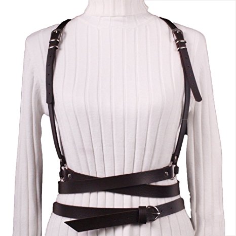 Wyenliz Women's Waist Belts Punk Harajuku Faux Leather Harness Straps Adjustable