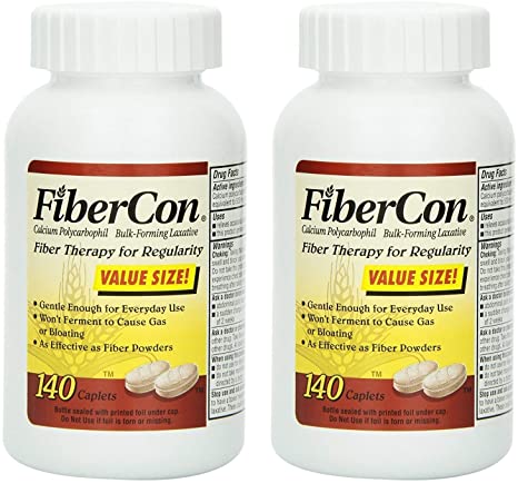 FiberCon Fiber Therapy for Regularity, Caplets, Value Size 140 caplets (Pack of 2)