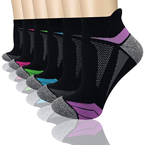 AKOENY Women's Performance Athletic Running Socks with Tab (6 Pack)