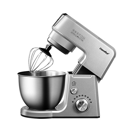 Comfee 2.6Qt Die Cast 7-in-1 Multi Functions Tilt-Head Stand Mixer with SUS Mixing Bowl. 4 Outlets with 7 Speeds & Pulse Control and 15 Minutes Timer Planetary Mixer