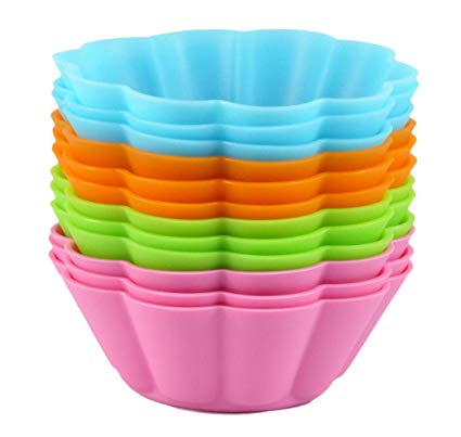 Bakerpan Silicone Cupcake Holders, Baking Cups, Flower Shape, 12 Pack