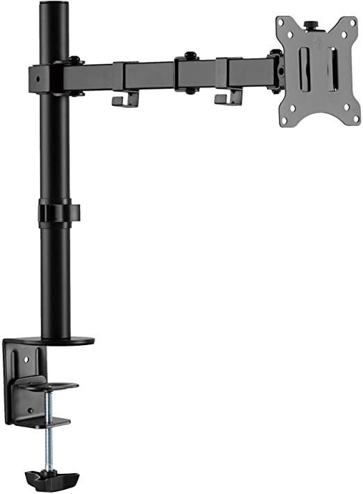 Single Pole with Triple Jointed Arm Monitor Mount Stand Desk Clamp Holds up 17 to 32 inches LCD LED Display Screen