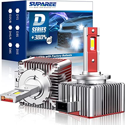 SUPAREE D1S LED Lampadine per Auto, D1S Conversione LED D1S LED Plug and Play Lampadine per Auto 35w 17200LM 6000K