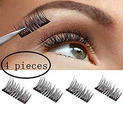 3D Magnetic Eyelashes by TrimDish, Reusable False Eyelashes for Natural Look (4 Pieces), No Glue Required Fake Mink Lashes