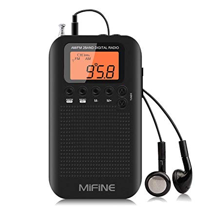 Portable Pocket AM FM Radio - Small Radio with Alarm Clock and Sleep Timer, Digital Tuning Stereo Mini Radio with 3.5mm Headphone Jack for Walking