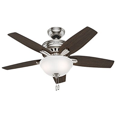 Hunter 51088 Newsome Ceiling Fan with Light, 42"/Small, Brushed Nickel