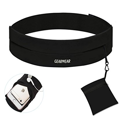 Running Fitness Belt Waist Bag Expandable Travel Money Belt for iPhone 6/7 plus, with Security Zippered Pocket and Key Hook, Stretchy Non Bounce and Hand Free while Hiking, Walking, Jogging, Camping