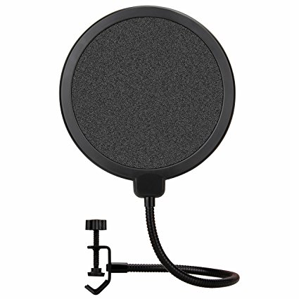 Pop Filter Microphone Sheild Mugig Swivel Windscreen Mask with Dual Layer and 360 Degree Flexible Stand Clip Holder