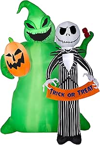 Gemmy Airblown Jack Skellington w/Oogie Boogie Scene Disney, 6.5 ft Tall, Multi