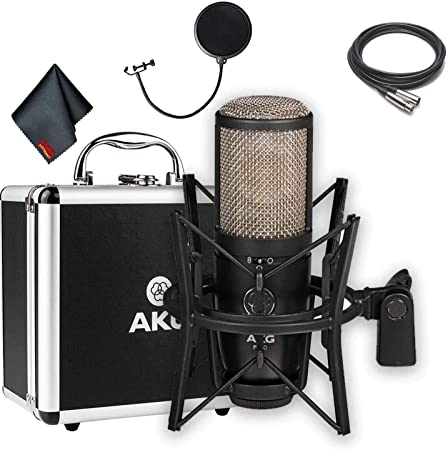 AKG Pro Audio P420 Multi-Pattern Large-Diaphragm Studio Condenser Microphone with XLR Cable, Pop Filter, Shockmount, Carrying Case and 1-Year Extended Warranty